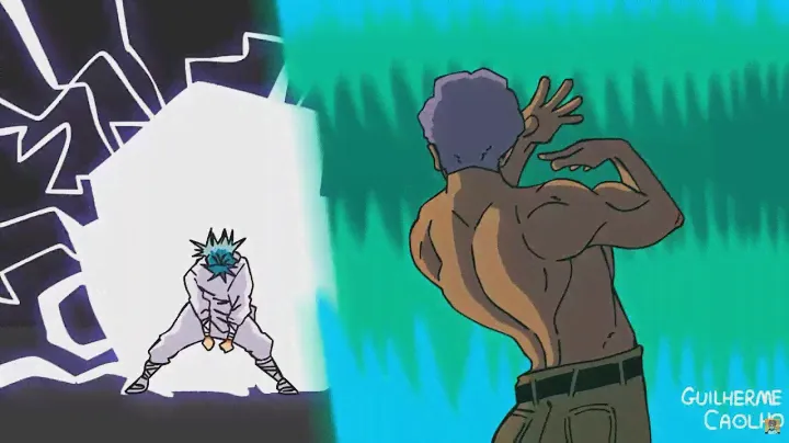 Hakari's domain expansion animated but now he's black and has purple hair