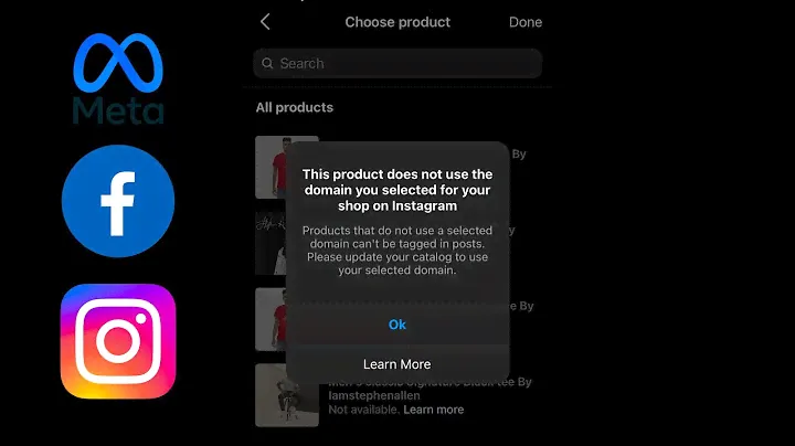 This product does not use the domain you selected for your shop on Instagram Error Message